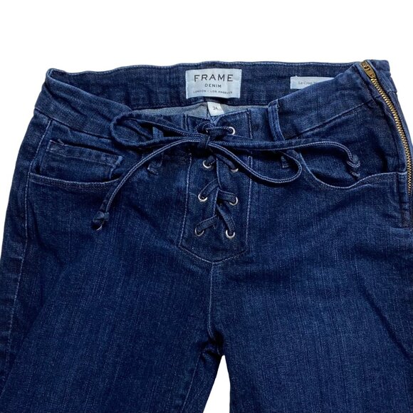 Frame Denim Le Crop Mini Boot Jeans Size 24 London-Los Angeles Dark Wash Women's - Picture 3 of 10